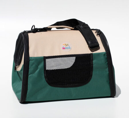 Pet Carrier - mala de tranporte para pets- tamanho pequeno - verde/bege  - permitida em cabine