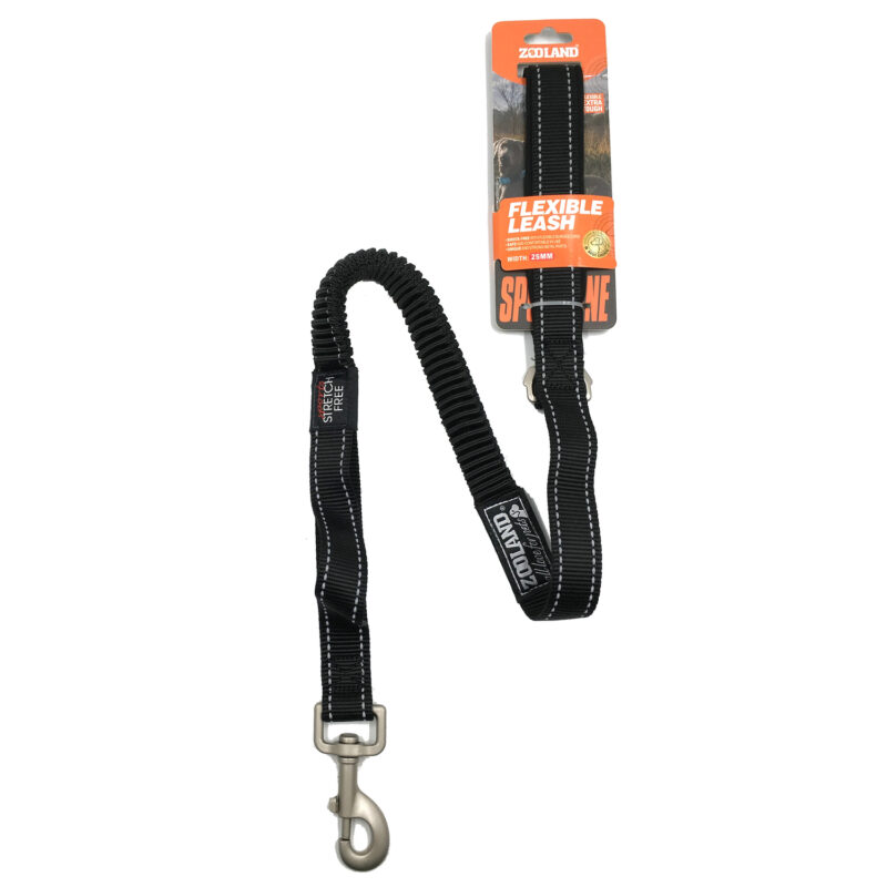 Guia flexível, para pets, em lona, revestida com neoprene, com faixa refletiva de segurança, 0,85 mt de comprimento, 1,25mt esticada, para pets de até 30kgs